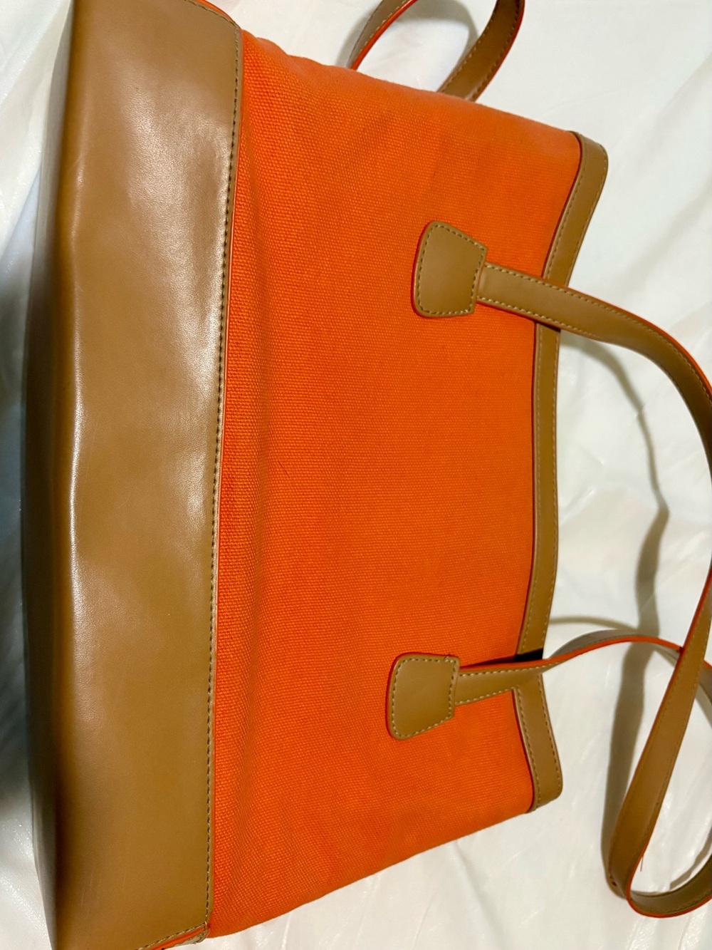 Maxx New York Orange and Tan Canvas Tote Bag